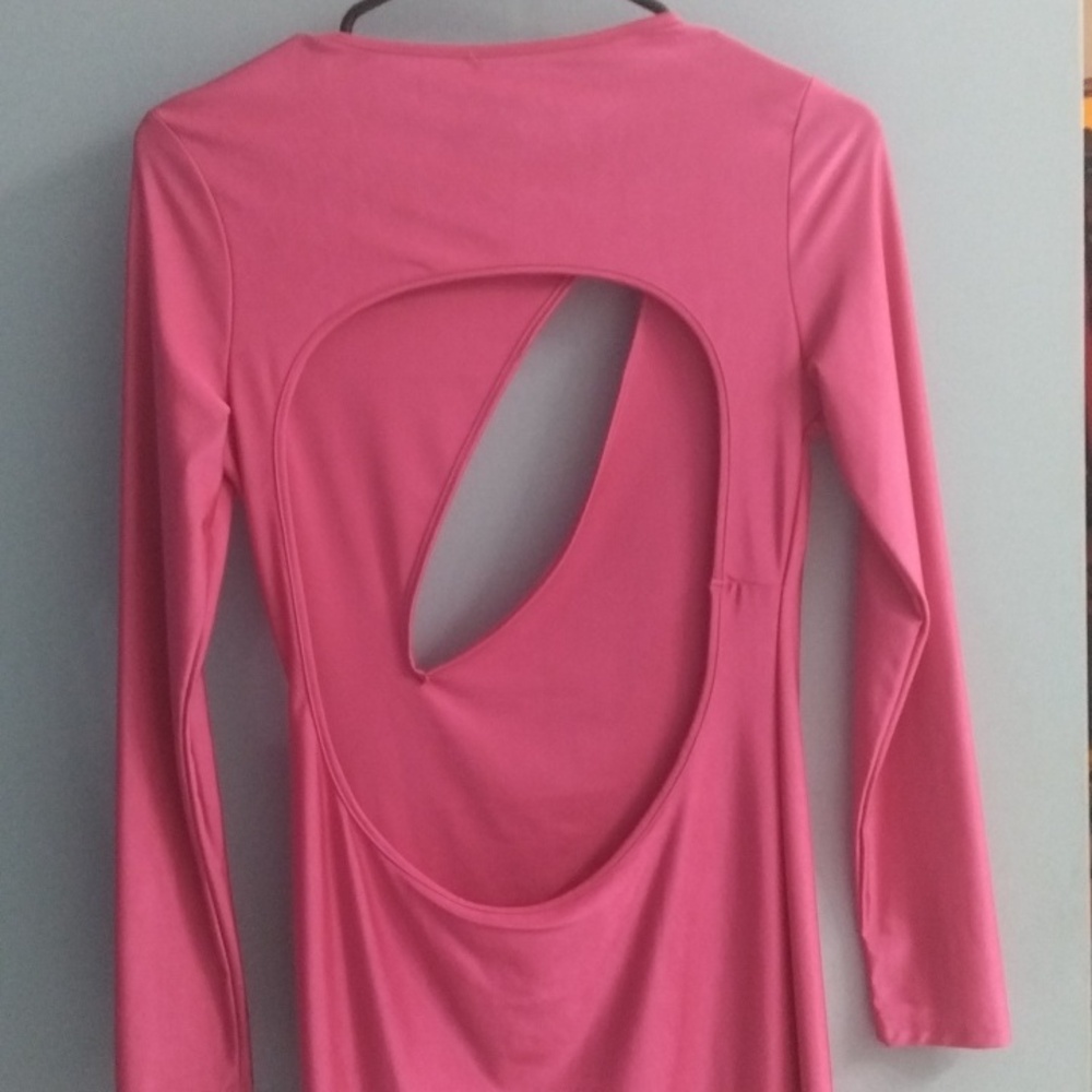 Pink Cut-Out Long Sleeve Dress - Picture 4 of 5